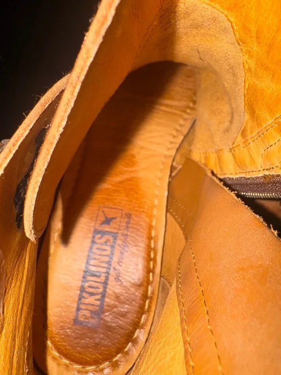 Pikolinos Women's Brown Leather Ankle Booties  - Casual Block Heel ankle rope - Picture 7 of 10